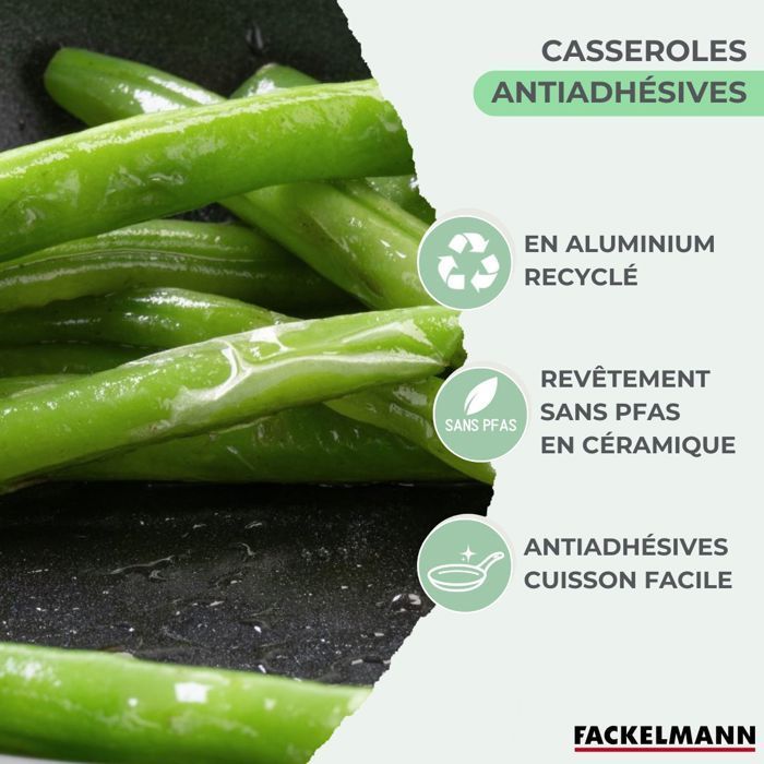 Fackelmann Set of 3 Ceramic Nonstick Pans - 16-18-20 cm - Compatible with all hobs including induction