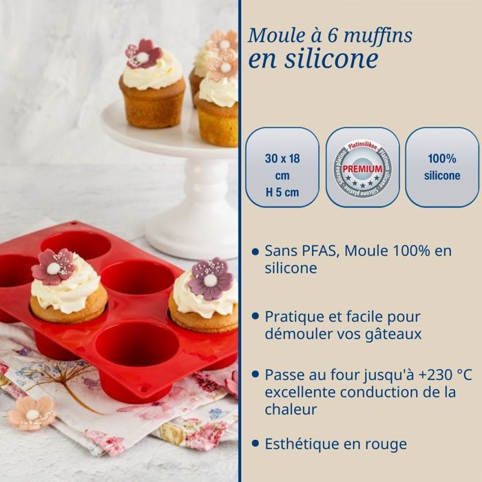 Dr. Oetker Set of 2 Muffin Tins with 6 Cavities - Flexxibel Love - 30 x 18 cm