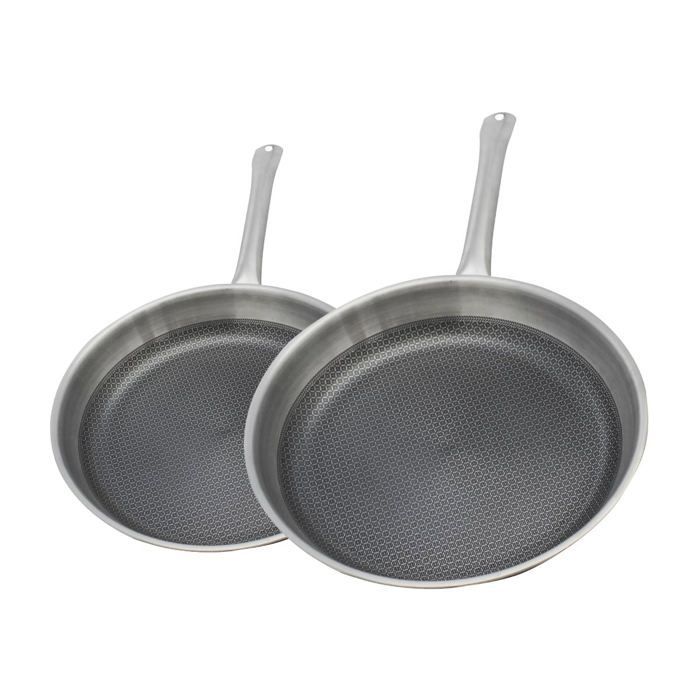 ELO Set of 2 Induction Frying Pans - Relief Solutions - Stainless Steel - Ø24 and Ø28 cm
