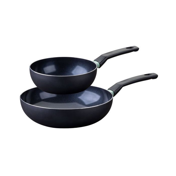 FACKELMANN Wok Set - Recycled Aluminum - 20 and 28 cm - Suitable for All Hobs Including Induction