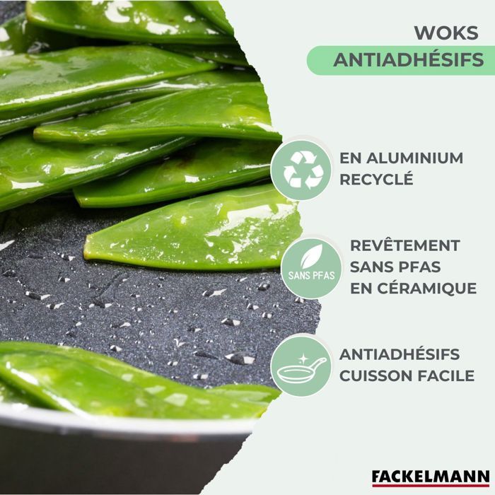 FACKELMANN Wok Set - Recycled Aluminum - 20 and 28 cm - Suitable for All Hobs Including Induction
