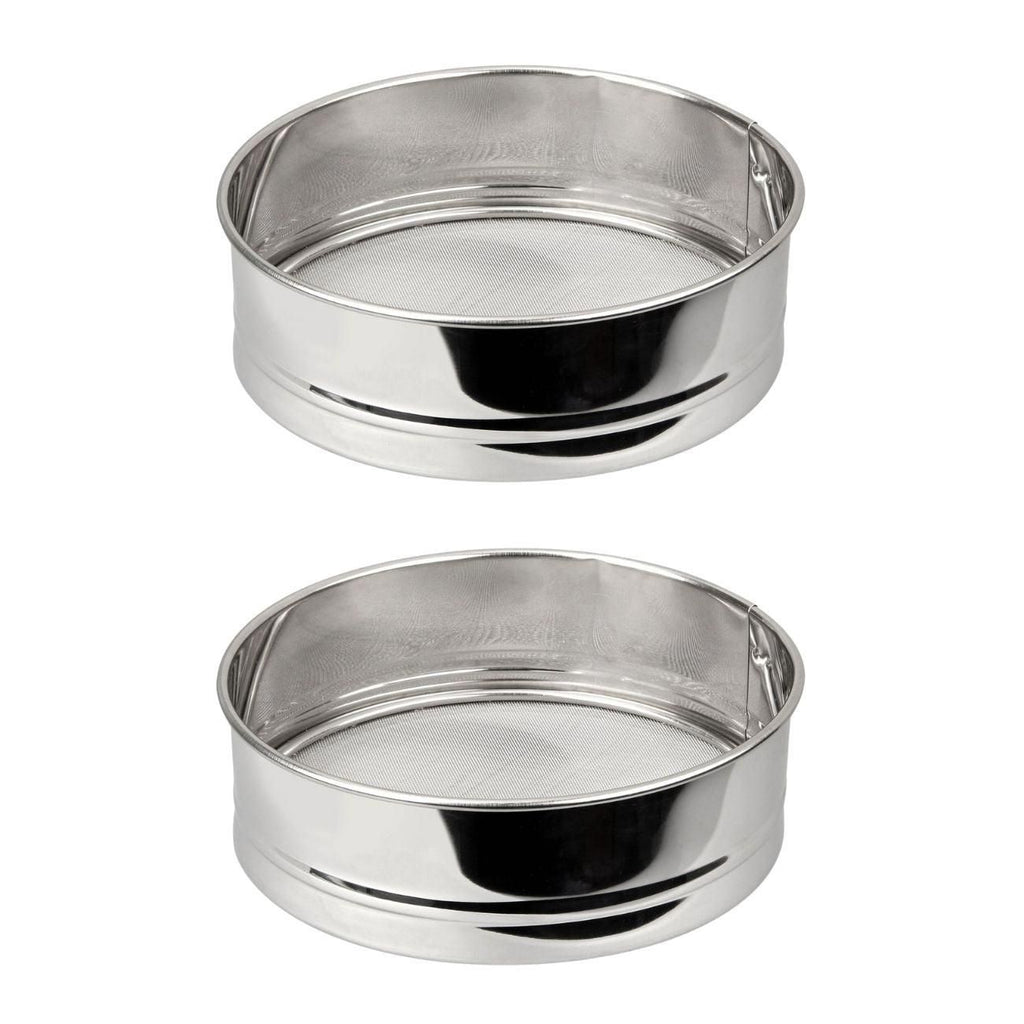 FACKELMANN Set of 2 Extra-Fine Stainless Steel Kitchen Sieves - 18 cm