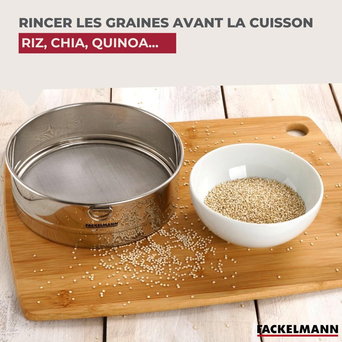 FACKELMANN Set of 2 Extra-Fine Stainless Steel Kitchen Sieves - 18 cm