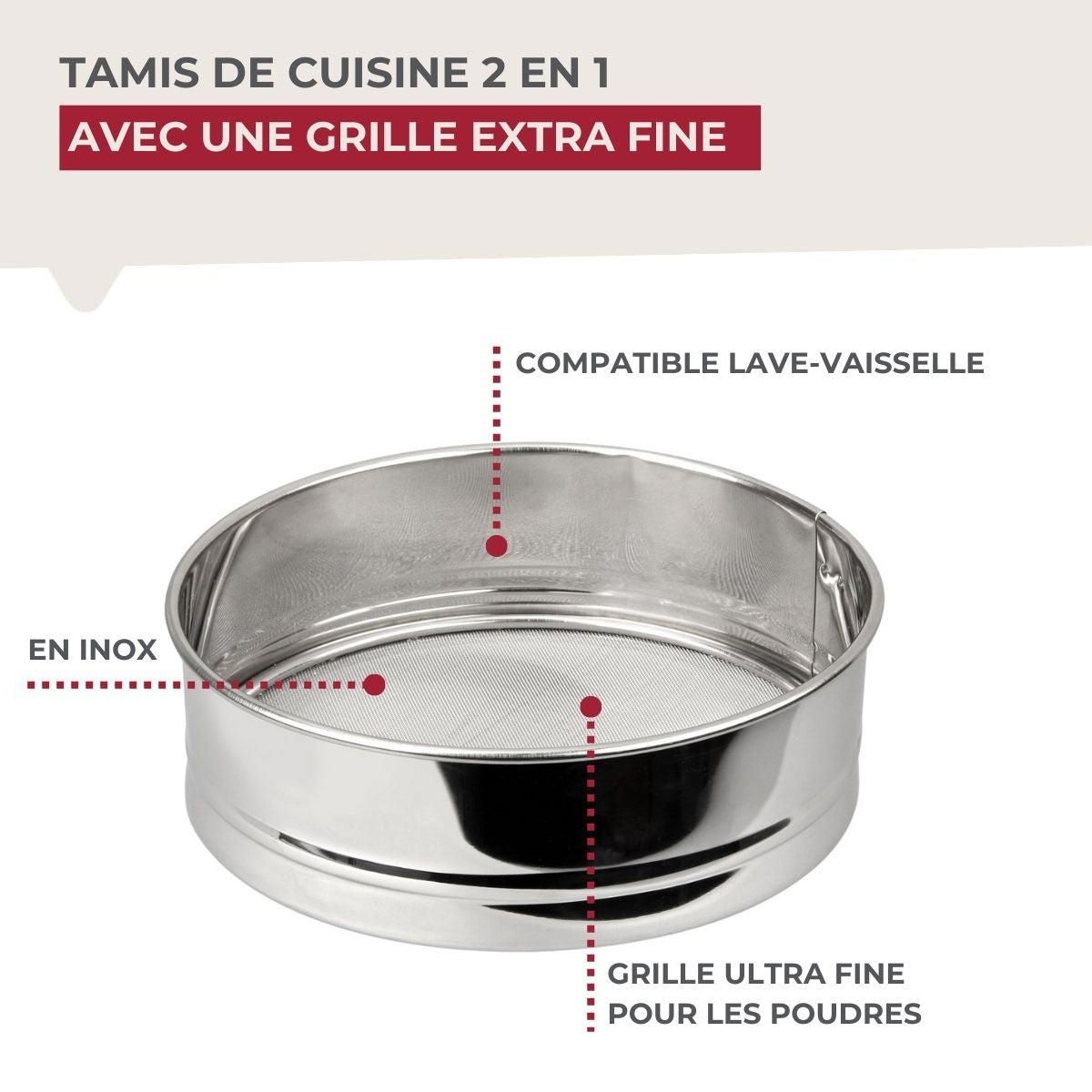 FACKELMANN Set of 2 Extra-Fine Stainless Steel Kitchen Sieves - 18 cm