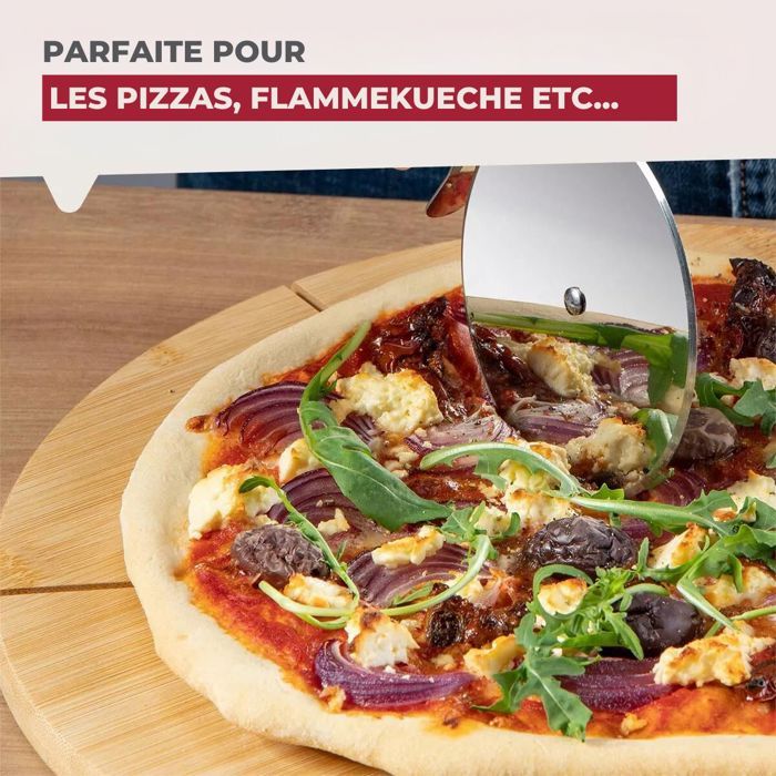 FACKELMANN Set of 2 Pizza Boards - Ø 32 cm - With Cutting Grooves
