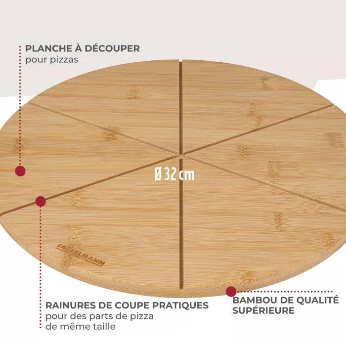 FACKELMANN Set of 2 Pizza Boards - Ø 32 cm - With Cutting Grooves