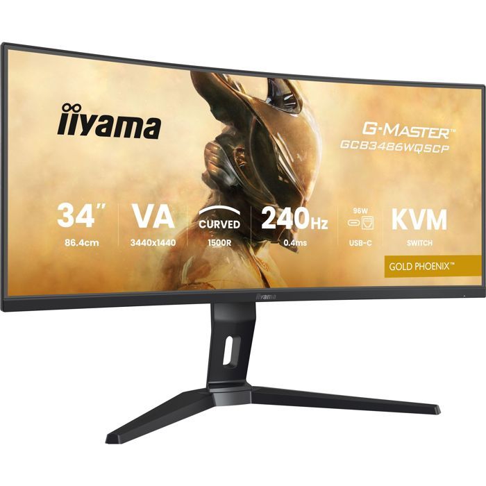 IIYAMA Curved Gaming Monitor - 34" - 240Hz - VA Panel - 0.4ms - Height Adjustable - G-Master GOLD PHOENIX