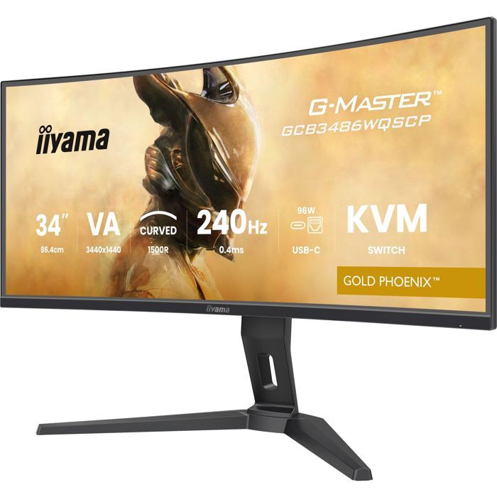 IIYAMA Curved Gaming Monitor - 34" - 240Hz - VA Panel - 0.4ms - Height Adjustable - G-Master GOLD PHOENIX