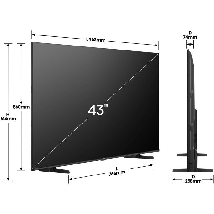 Hisense 43E7Q - QLED TV 43" (108 cm) - 4K UHD 3840x2160 - Smart TV - 3xHDMI 2.1 - WiFi