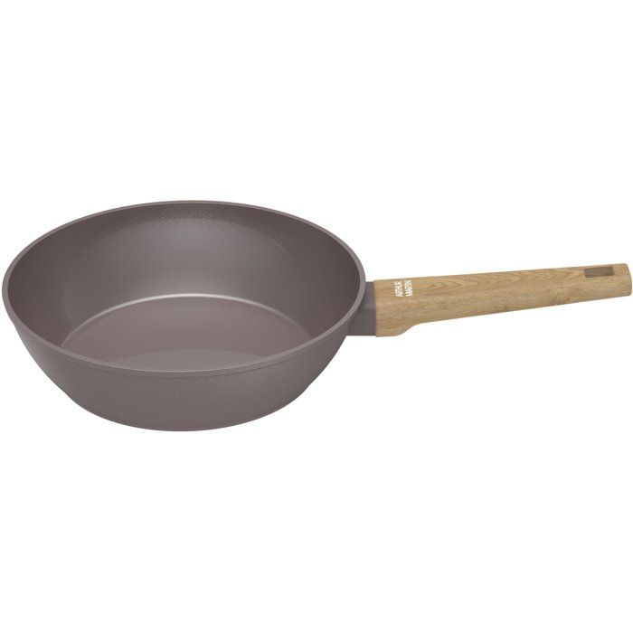 ARTHUR MARTIN Sauté Pan - Suitable for All Hobs Including Induction - AM9910 - Ceramic Coating - Ø 24 cm - Stainless Steel Lid