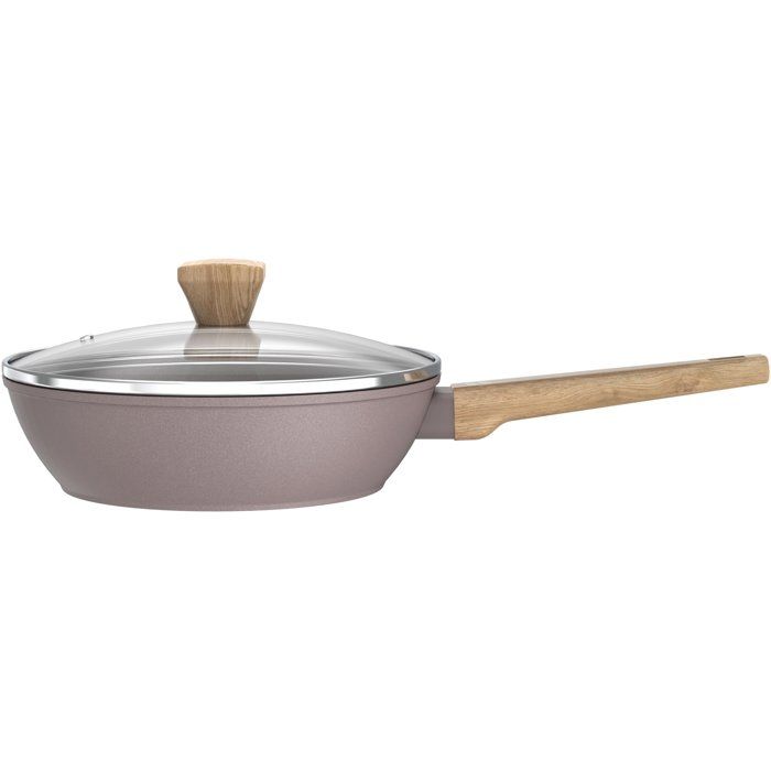 ARTHUR MARTIN Sauté Pan - Suitable for All Hobs Including Induction - AM9910 - Ceramic Coating - Ø 24 cm - Stainless Steel Lid