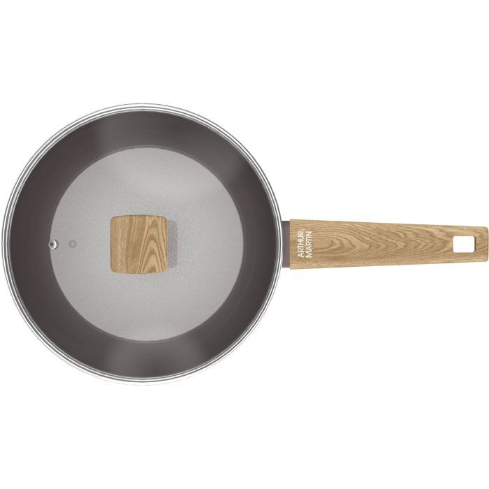 ARTHUR MARTIN Sauté Pan - Suitable for All Hobs Including Induction - AM9910 - Ceramic Coating - Ø 24 cm - Stainless Steel Lid