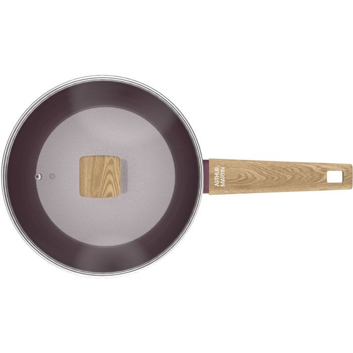 ARTHUR MARTIN Sauté Pan - Suitable for All Hobs Including Induction - AM3056 - Ceramic Coating - Ø 24 cm - Stainless Steel Lid