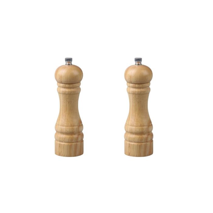 Set of 2 Manual Pepper Mills - FACKELMANN - FM Professional Divers - Wood Color - 18 cm