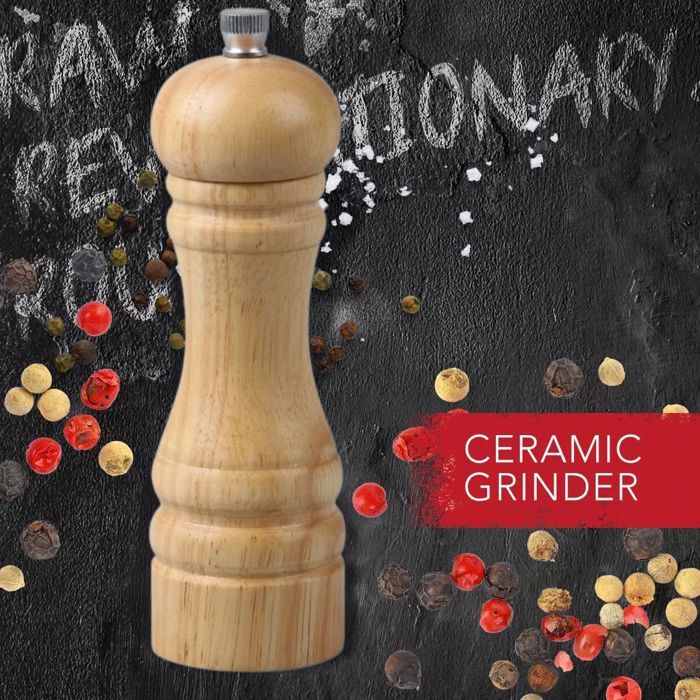 Set of 2 Manual Pepper Mills - FACKELMANN - FM Professional Divers - Wood Color - 18 cm