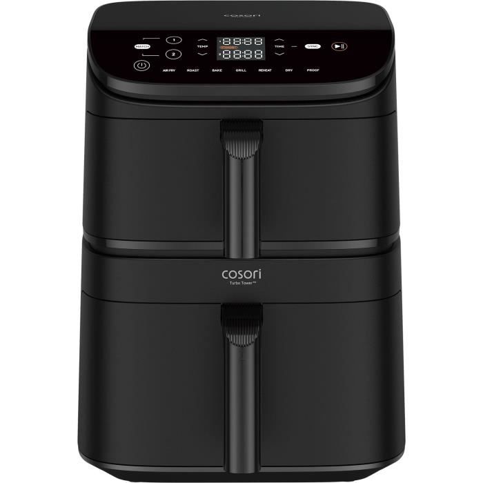 COSORI Turbo Tower Chef Edition Air Fryer - 10.8 L Capacity - 2 Tanks - 6 Programs - 2630W - Black