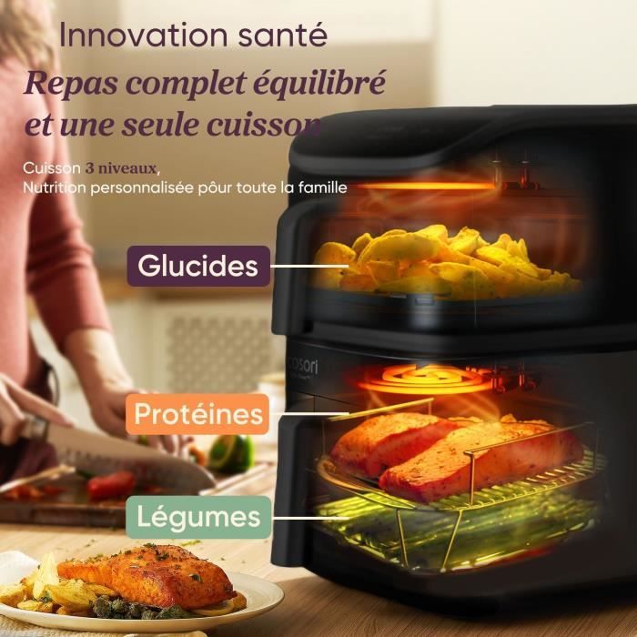 COSORI Turbo Tower Chef Edition Air Fryer - 10.8 L Capacity - 2 Tanks - 6 Programs - 2630W - Black