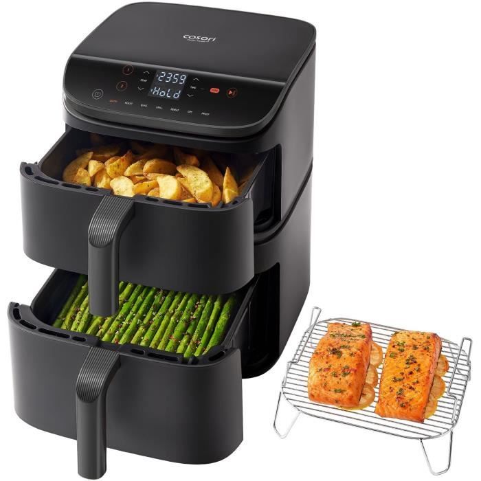 COSORI Turbo Tower Chef Edition Air Fryer - 10.8 L Capacity - 2 Tanks - 6 Programs - 2630W - Black