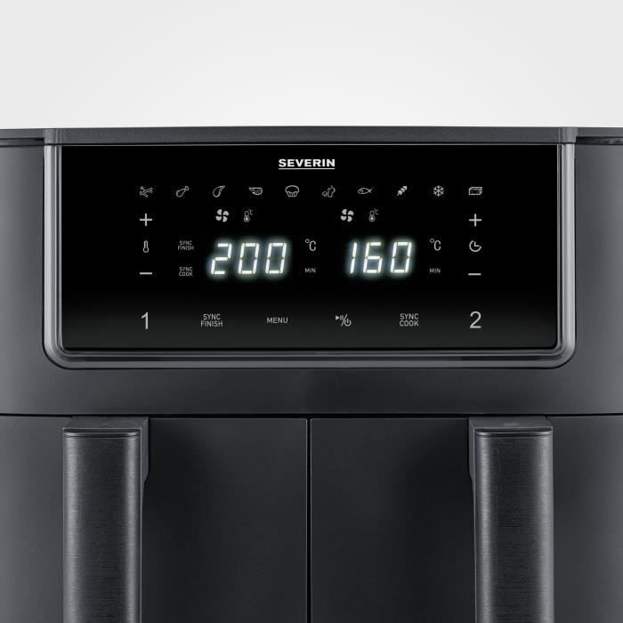 SEVERIN Air Fryer FR2463 - 8 L Capacity - Double Tank - 10 Programs - 2600W