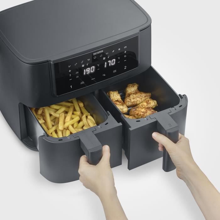 SEVERIN Air Fryer FR2463 - 8 L Capacity - Double Tank - 10 Programs - 2600W