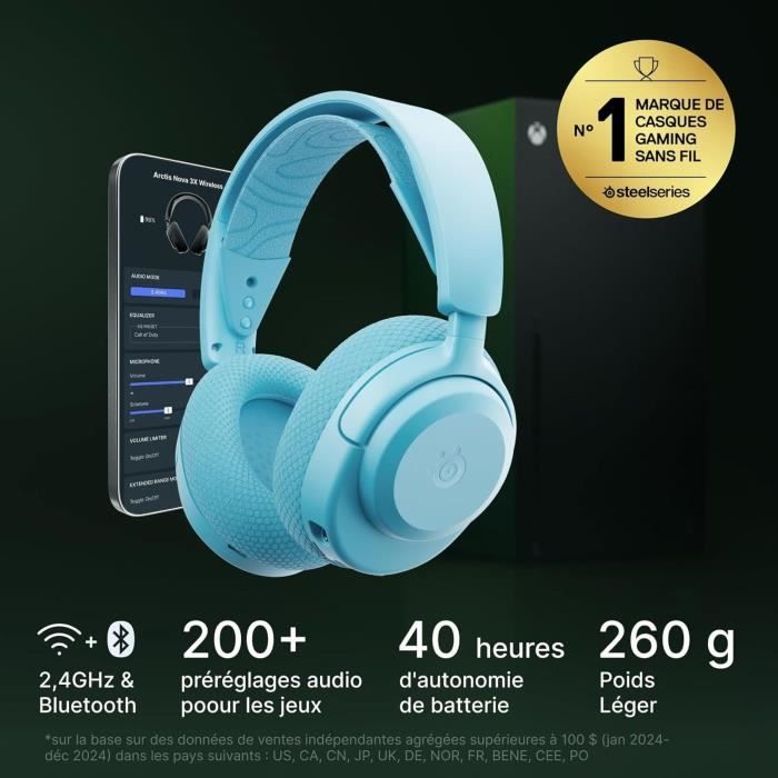 STEELSERIES - Arctis Nova 3XW Wireless Gaming Headset - 40-Hour Battery Life - Bluetooth - Xbox Compatible