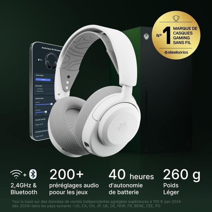 STEELSERIES Arctis Nova 3XW Wireless Gaming Headset - 40-Hour Battery Life - Bluetooth - Xbox Compatible