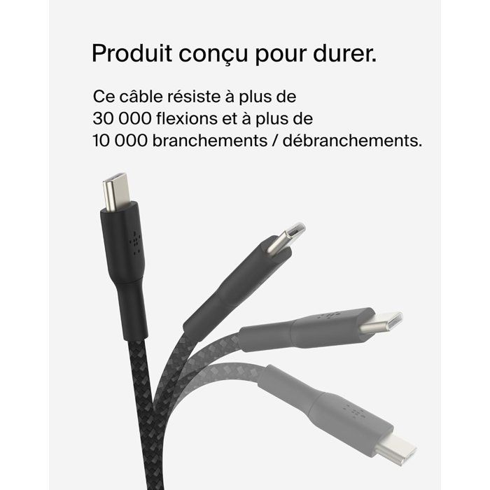 BELKIN Braided Cable - USB-C to USB-C - 2 m - White