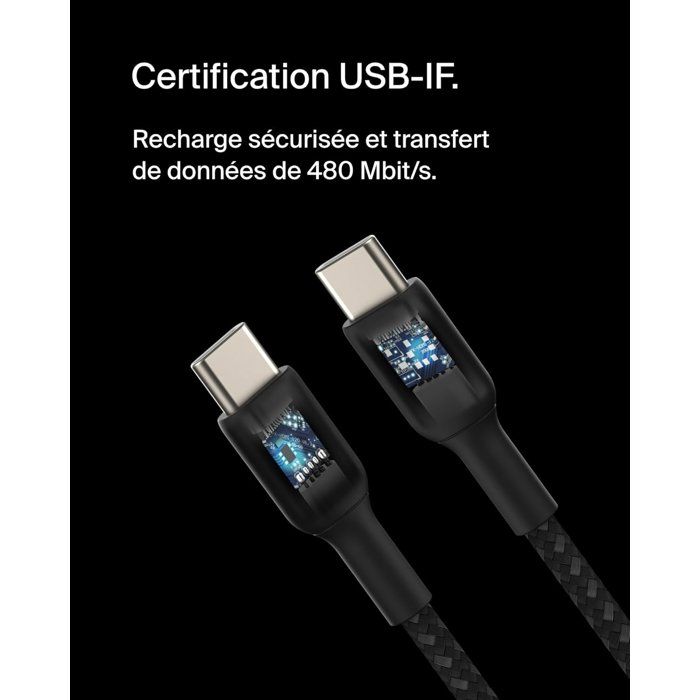 BELKIN Braided Cable - USB-C to USB-C - 2 m - White