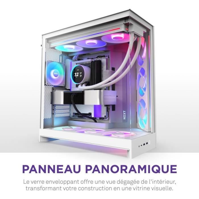 NZXT H9 Flow RGB+ Mid-Tower Case - CM-H92FW-P1 - White - RGB Fans Included - NZXT CAM Controller