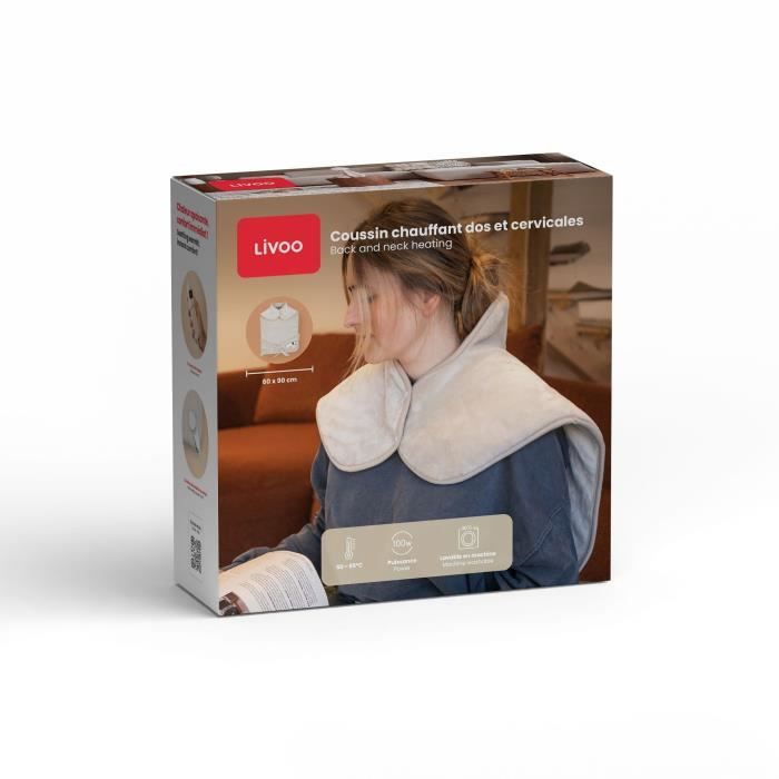 LIVOO Heating Pad for Back and Neck - DOS218C - 100 W - 60x90 cm - Flannel - Machine Washable