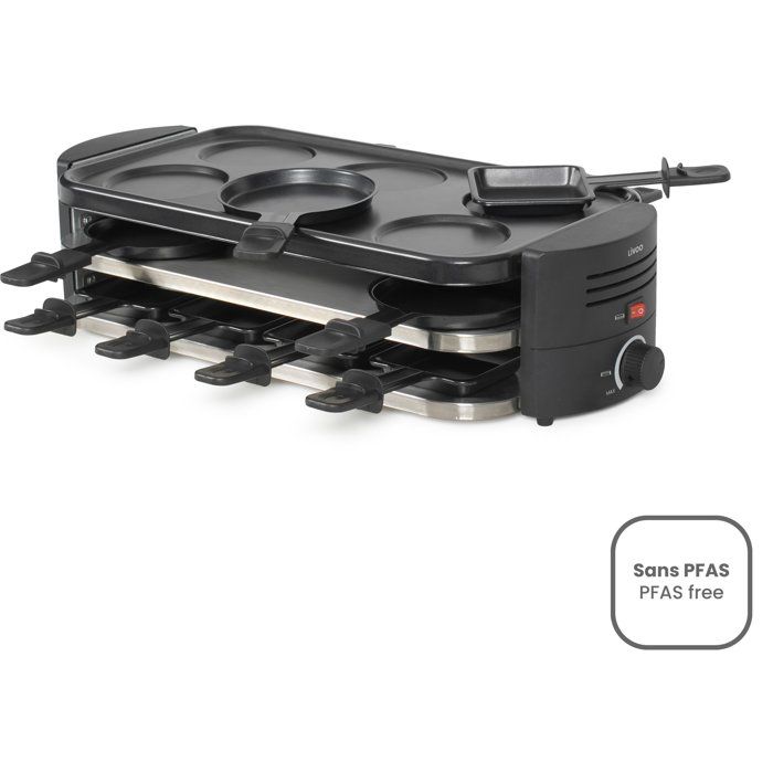 LIVOO Raclette, Pizza and Crepe Maker for 8 People - DOC337 - 1600W