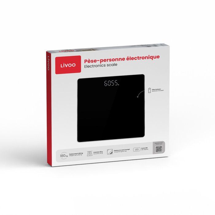 LIVOO Bathroom Scale - Impedance Meter - 30x30x4 cm - 1300 g