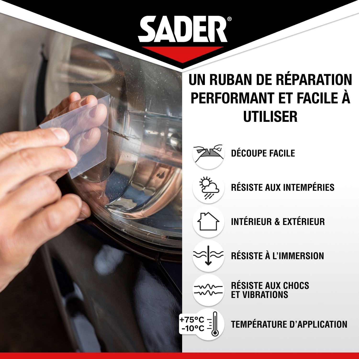 SADER Extra Strong Adhesive - Extreme All-Purpose Repair - Transparent - Indoor & Outdoor - All Surfaces - 20 m x 50 mm