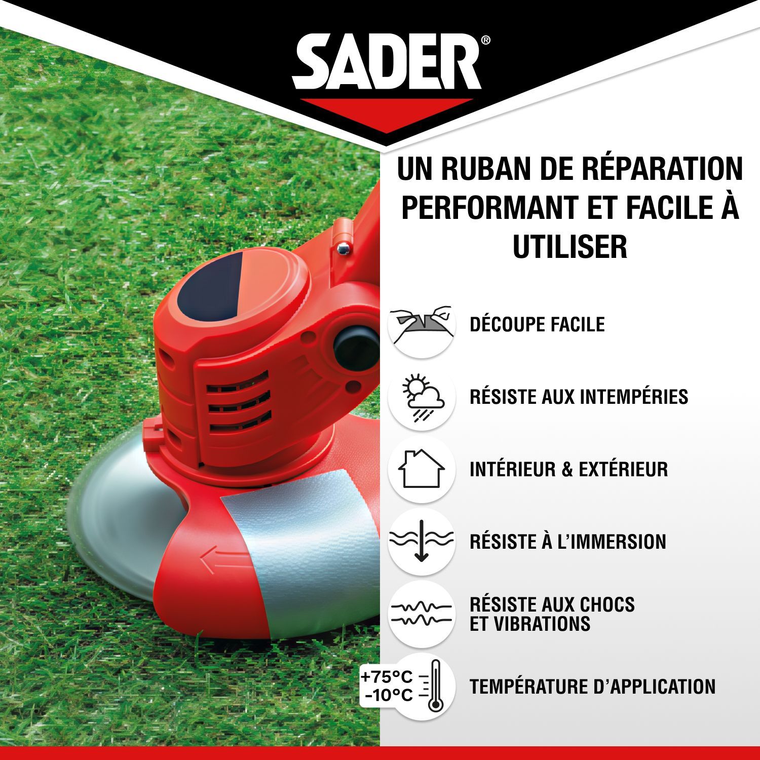 SADER Extra Strong Adhesive - Extreme Repair - Grey - Indoor & Outdoor - All Surfaces - Easy to Cut - 20 m x