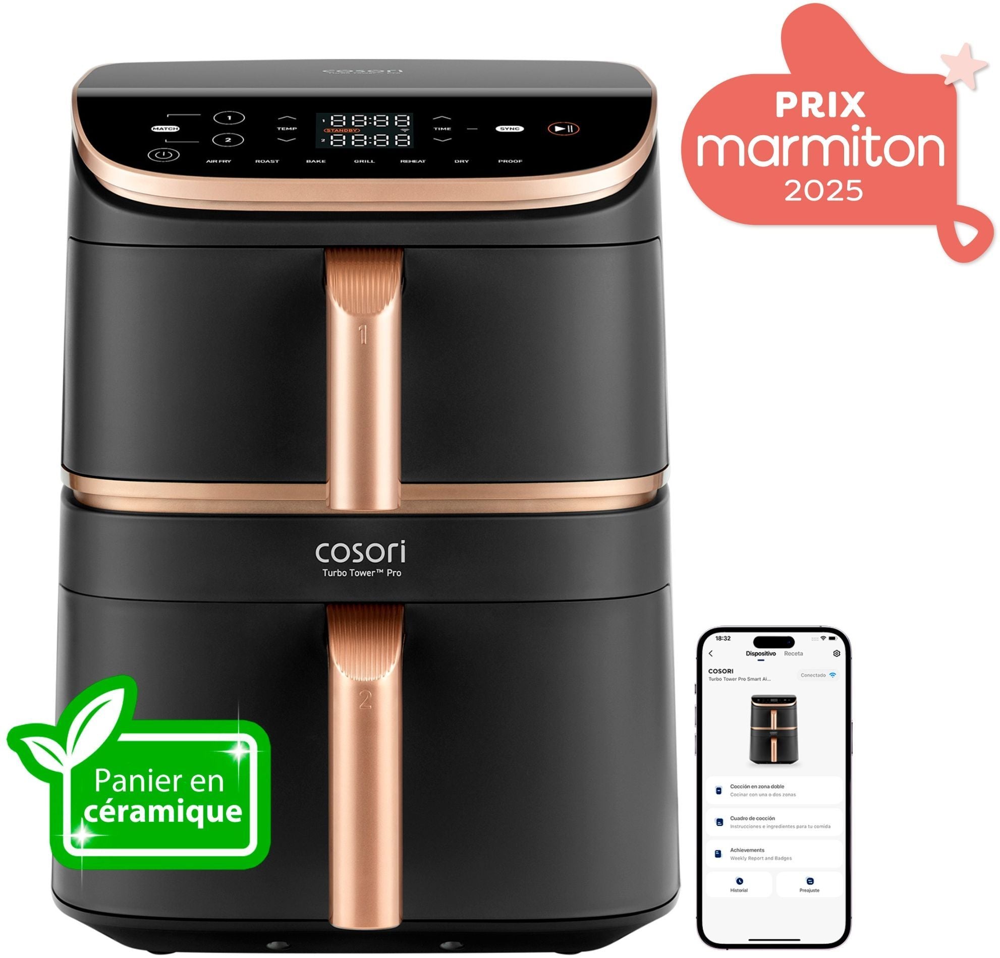 COSORI Turbo Tower Pro Smart Air Fryer - 10.8 L Capacity - 2630W - 7 Programs