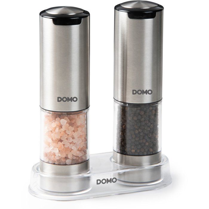DOMO Electric Salt and Pepper Mills Set - USB Rechargeable - 96 ml - Transparent/Silver