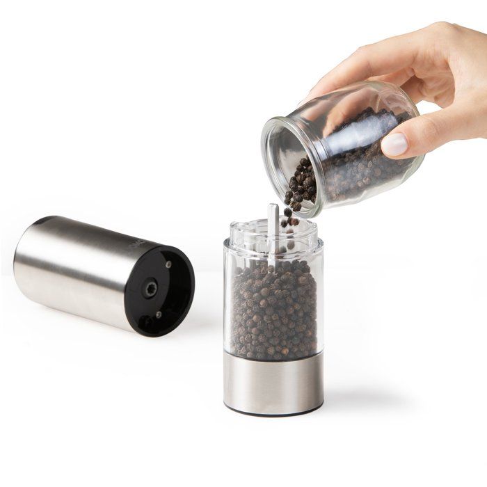 DOMO Electric Salt and Pepper Mills Set - USB Rechargeable - 96 ml - Transparent/Silver