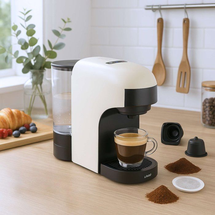 LIVOO 4-in-1 Multi-Capsule Coffee Machine - 1400 W - 7 Coffee Strength Levels - Creme - DOD217C