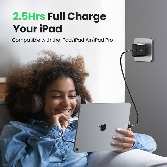 UGREEN Wall Charger - 1x USB-C - 20W - Black