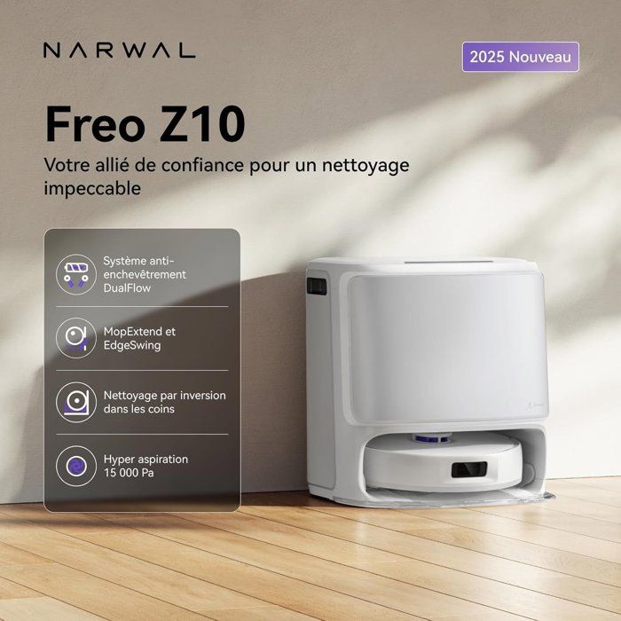 NARWAL Freo Z10 - Robot Vacuum and Mop - 15000 Pa - Autonomous Base
