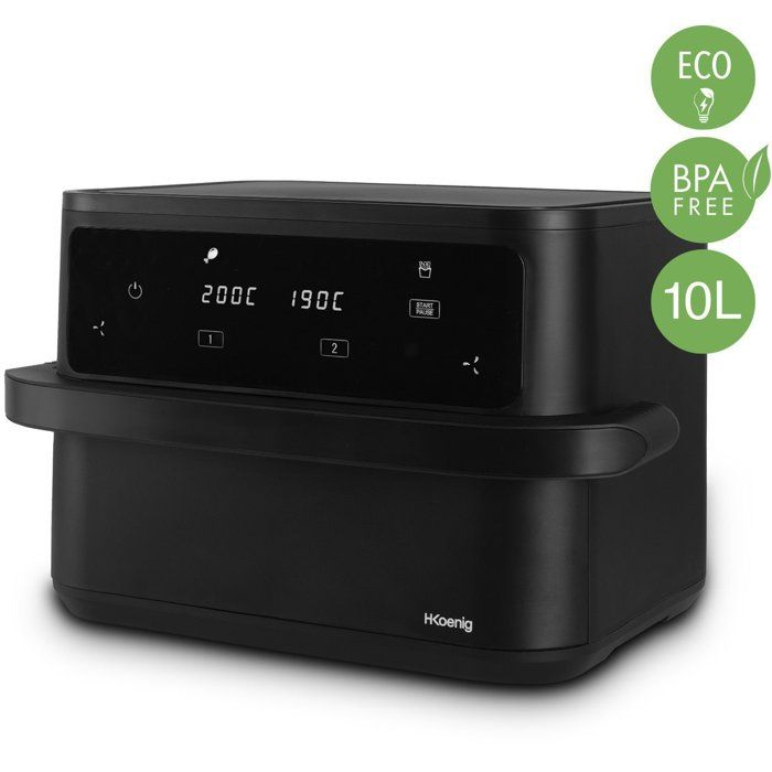 HKoeNIG Air Fryer - FRY960 - 10 L Capacity (convertible to 2 x 5 L) - 8 Cooking Programs - 2400W