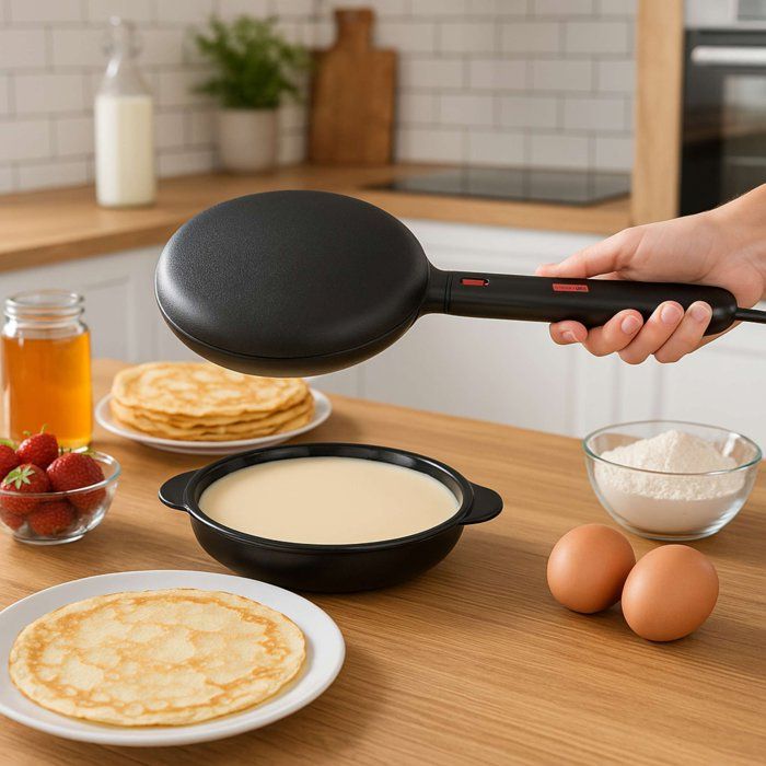 Livoo x Marmiton Electric Crepe Maker - LIVOO - DOP258CO - 600 W - Ø 20 cm - Heat-resistant handle - Black
