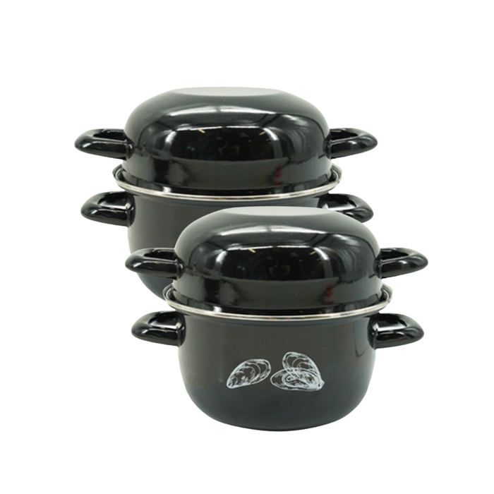 FACKELMANN Set of 2 Enameled Mussel Pots - 20.5 x 26 x 17.5 cm