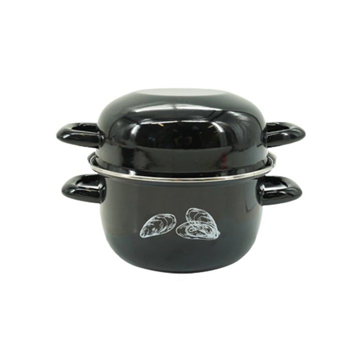 FACKELMANN Set of 2 Enameled Mussel Pots - 20.5 x 26 x 17.5 cm