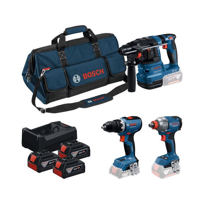 BOSCH Combo Kit - GSR 18V-65 + GDX 18V-285 + GBH 18V-22 - 3x5.0Ah Batteries + Charger 12V-18V-80