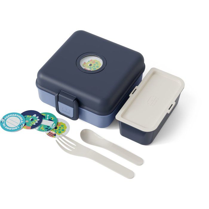 MONBENTO Children's Sandwich Box - Snacky Infinity Blue - Cutlery Included - BPA Free - 850 ml