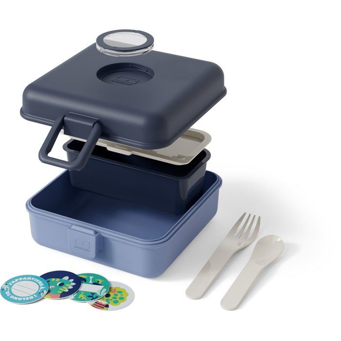 MONBENTO Children's Sandwich Box - Snacky Infinity Blue - Cutlery Included - BPA Free - 850 ml