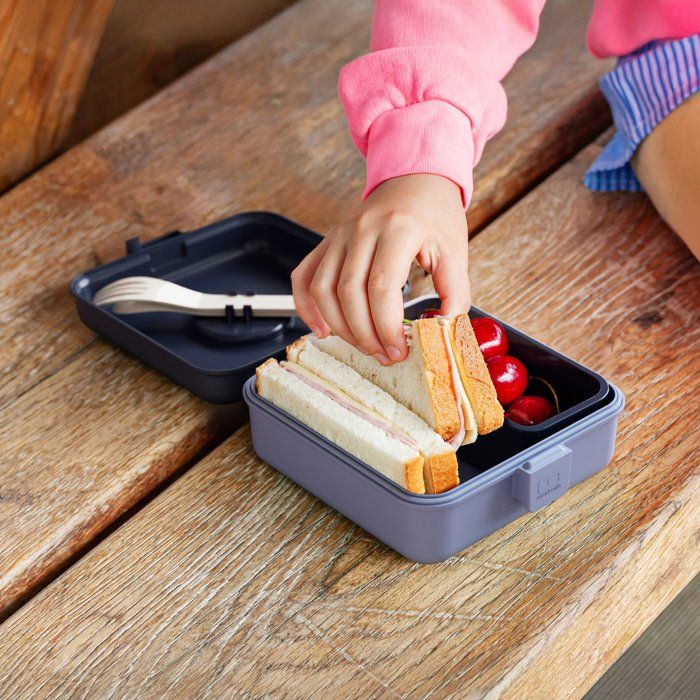 MONBENTO Children's Sandwich Box - Snacky Infinity Blue - Cutlery Included - BPA Free - 850 ml