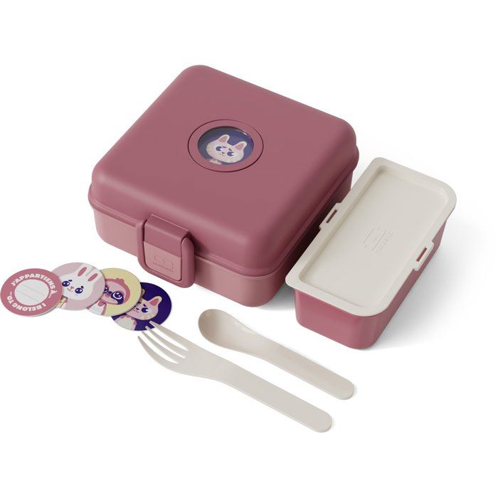 MONBENTO Children's Sandwich Box - Snacky Rose Blush - Lids Included - BPA Free - 850 ml