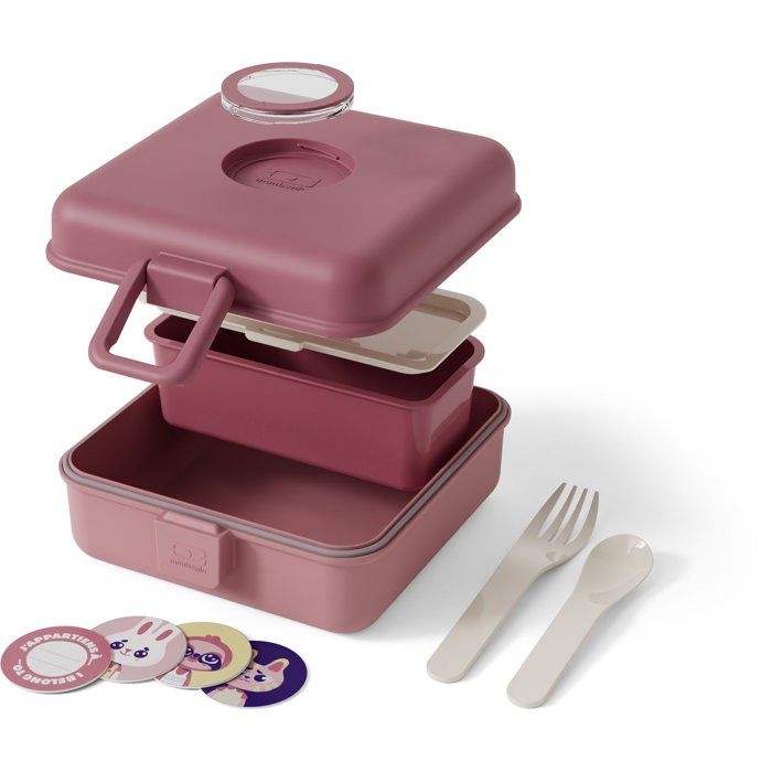 MONBENTO Children's Sandwich Box - Snacky Rose Blush - Lids Included - BPA Free - 850 ml